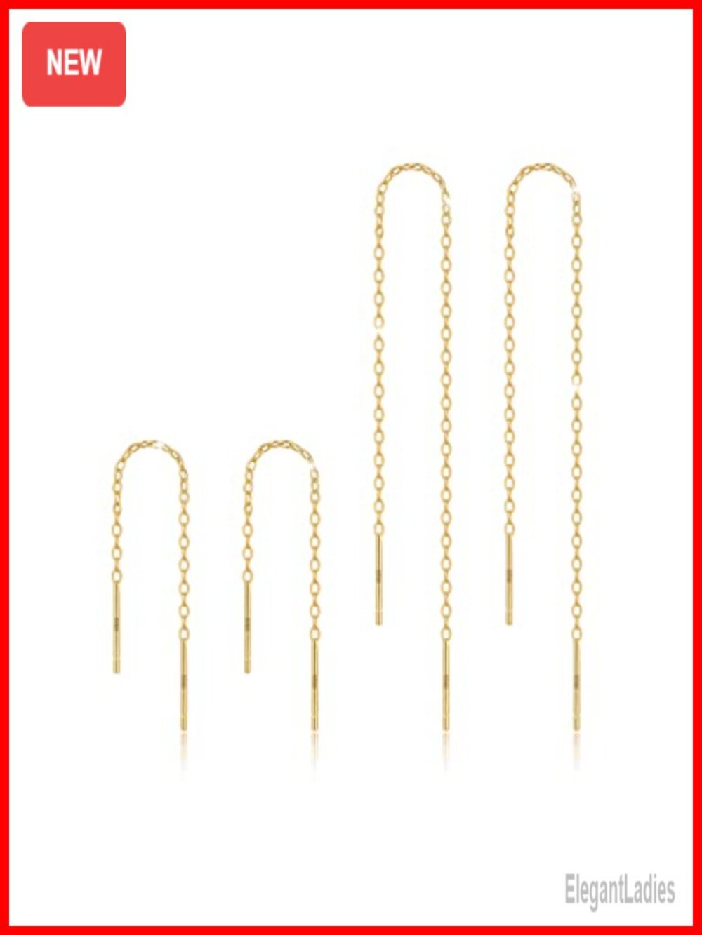 Sterling Silver Threader Earrings Dangle Drop 2 Pairs Layered